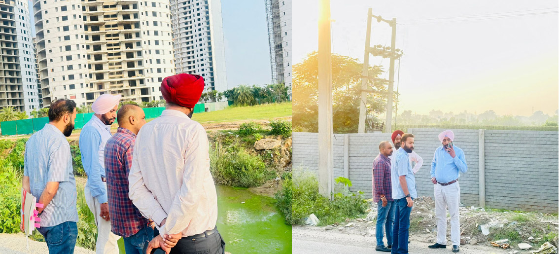 SDM Kharar visits VR-6 road with Executive Engineer of GMADA and OMAXE officials